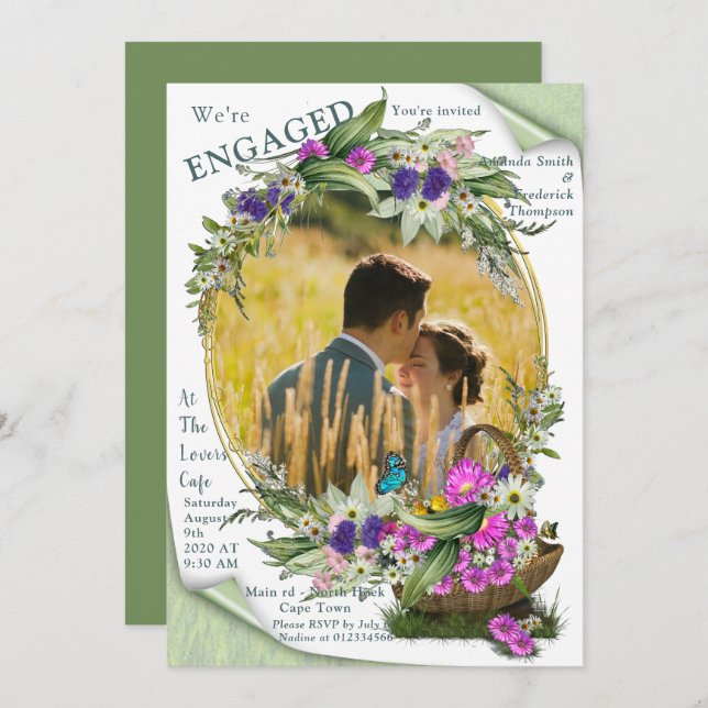 Convite Flores da primavera do meio-verão (Frente/Verso)