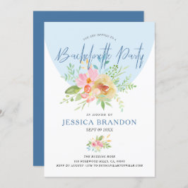 Convite Flores-d'água cor-de-rosa e amarela, tipogre moder