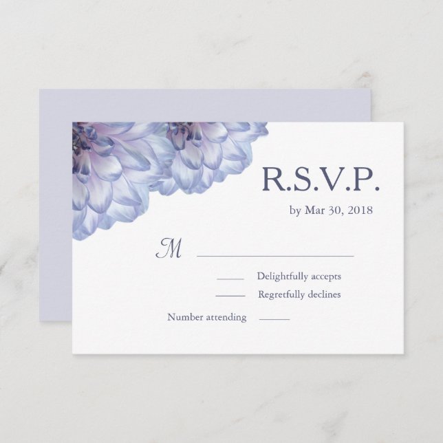 Convite Flores dália lírio branco floral casamento RSVP (Frente/Verso)
