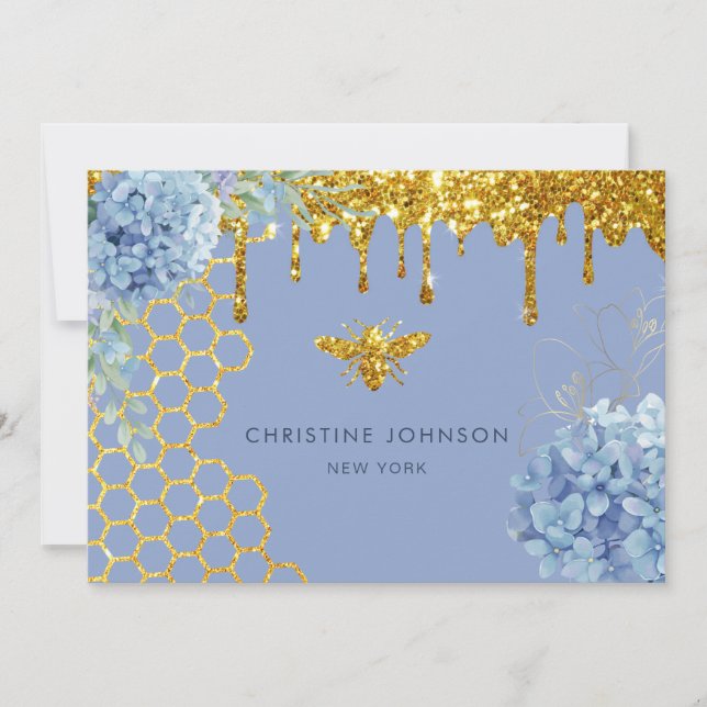 Convite flores de abelha e hydrangea (Frente)