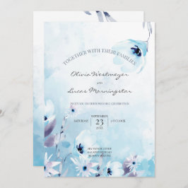 Convite Flores De Anêmona De Aquarela Azul