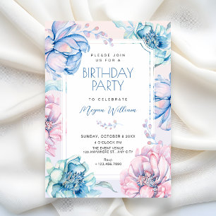 Convite flores de aniversário