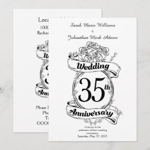 Convite Flores de aniversário de 35 anos de casamento pret