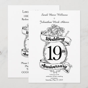 Convite Flores de Aniversário de Casamento de 19 Anos