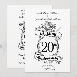 Convite Flores de Aniversário de Casamento de 20 Anos