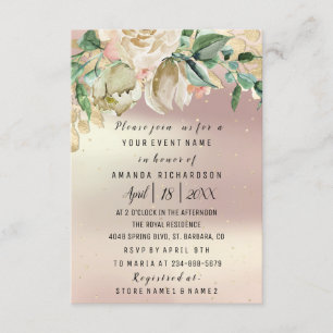 Convite Flores de Aniversário de Noiva Dourado Hortelã Ros
