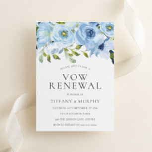 Convite Flores de Aquarela Azul Voto Renovação Aniversário