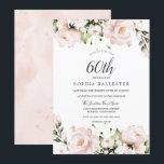 Convite Flores de Aquarela Blush 60ª Festa de aniversário<br><div class="desc">Flores de Aquarela Blush 60º Convite de aniversário Consulte a coleção correspondente em Niche e Nest Store</div>