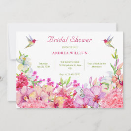 Convite Flores de Aquarela chá de panela de jardim de aves