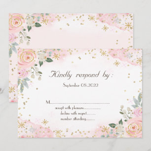 Convite Flores de Aquarela Chic e Flocos de Neve RSVP 