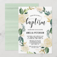 Flores de Aquarela com Batismo Dourado com Largura