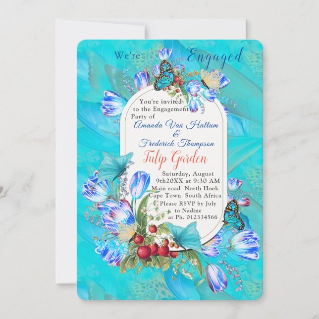 Convite Flores de Aquarela e Borboletas Visitantes. (Frente)