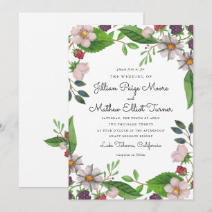 Convite Flores de Aquarela e Casamento de Berries