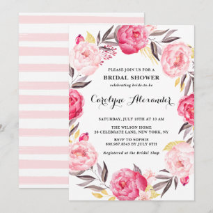 Convite Flores de Aquarela e Chá de panela de Folha de Ou