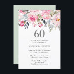 Convite Flores de Aquarela Escamoteadas Elegantes 60º Aniv<br><div class="desc">Flores de Cores d'Água Blush Elegante 60º Aniversário Convite bonito,  design de cor d'água floral elegante Totalmente Personalizável / personalizado</div>