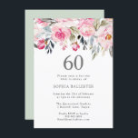 Convite Flores de Aquarela Escamoteadas Elegantes 60º Aniv<br><div class="desc">Flores de Cores d'Água Blush Elegante 60º Aniversário Convite bonito,  design de cor d'água floral elegante Totalmente Personalizável / personalizado</div>