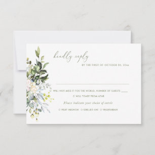 Convite Flores de Aquarela Eucalipto Goma Azul, RSVP Refei