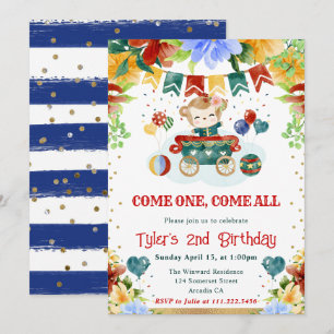 Convite Flores de Aquarela Macaco Aniversário de Crianças