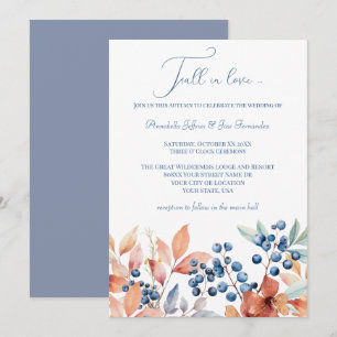 Convite Flores de Aquarela para Casamento de Outono