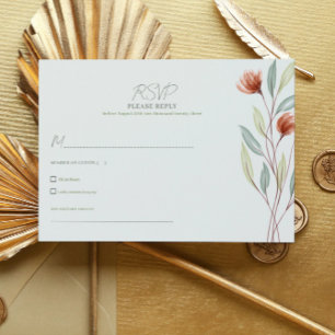 Convite Flores de Aquarela Pastel Green-RSVP CARD