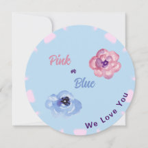 Flores de Aquarela Rosa ou Azul Nós Amamos Você