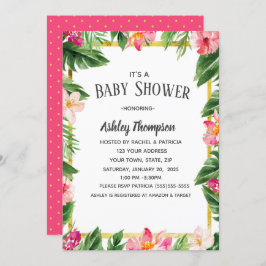 Convite Flores de Aquarela Tropicais Chá de fraldas de Ver