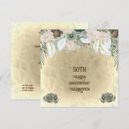 Convite Flores de Aquarela Verde do Bodas de Ouro