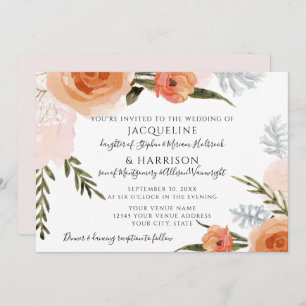 Convite Flores De Aquarelas Blush Foliage Casamento