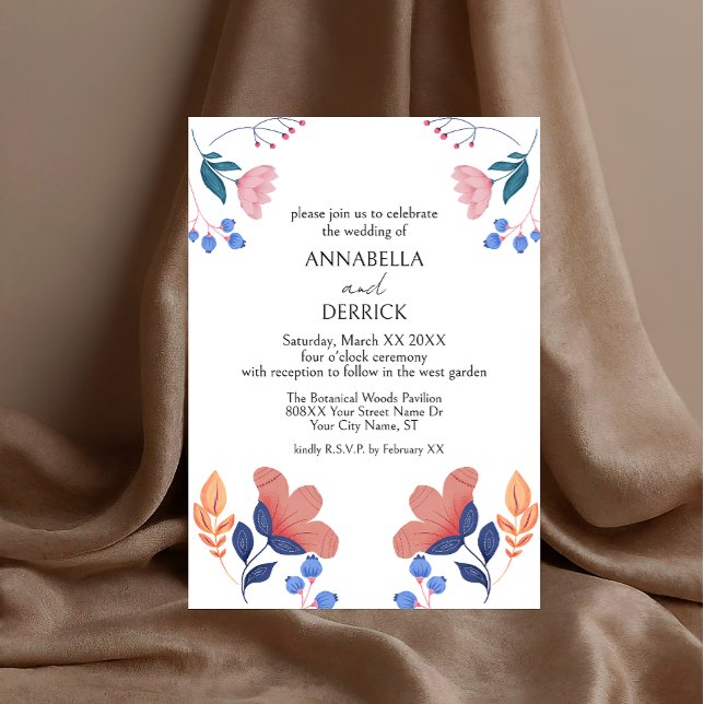 Convite Flores de Arte Popular Casamento (Criador carregado)