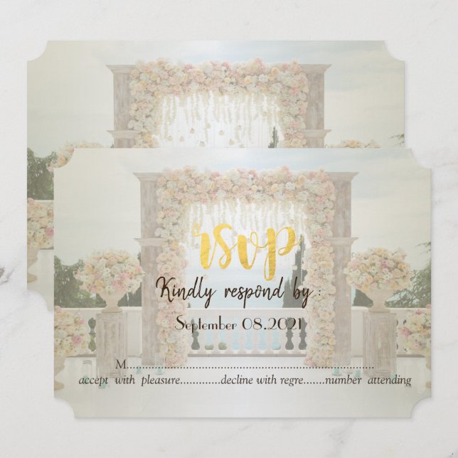 Convite Flores de Árvore de Casamento na Praia Responder (Frente/Verso)