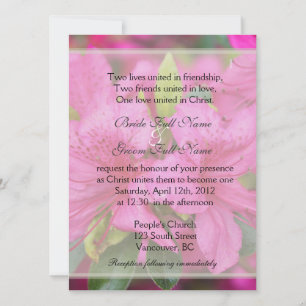 Convite Flores de azálea rosa bonitas casamento cristão