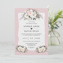 Convite Flores de Beijo Branco Aquarela Casamento