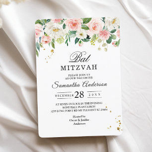 Convite Flores de beleza de cor de água rosa moderna e go