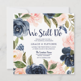 Convite Flores de Blush de marinho Ainda Fazemos Renovação