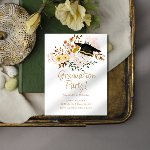 Convite Flores de Boho e Boné de formatura