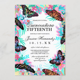 Convite Flores De Borboleta Deixam Aquañera Quinceañera