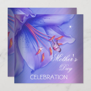 Convite Flores De Borboleta Lilac-Rosa-Roxo-dia de as mães