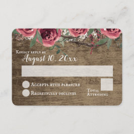 Convite Flores de Borgonha Florestal Casamento Rústico de 