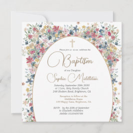 Convite Flores de Campo de Foto Pessoal do Baptism Christe