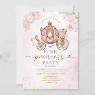 Convite Flores de Carruagem de Aniversário da Princesa Ros