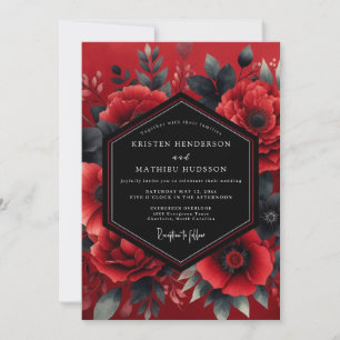 Convite Flores de Casamento Crimson Dramatic Bloom