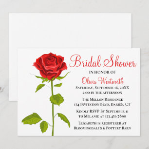 Convite Flores de Casamento de Chuva de Noiva Rosa Vermelh