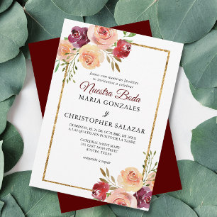 Convite Flores de casamento elegantes em cor l
