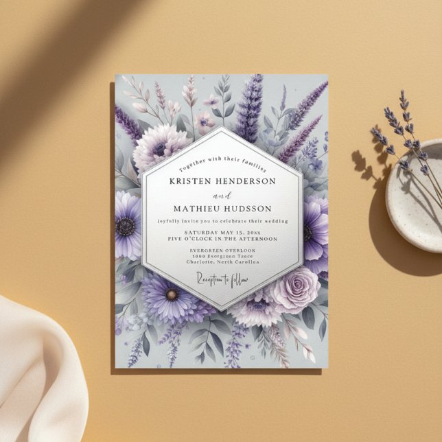 Convite Flores de Casamento Lavanda Meadow (Criador carregado)