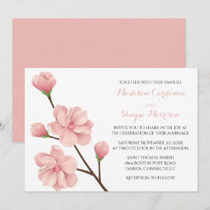 Convite Flores de Cerejeira Rosa Floral Casamento Primaver