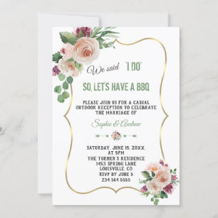 Convite Flores de Champanhe Rosa Casamento Dourado Eu Faço