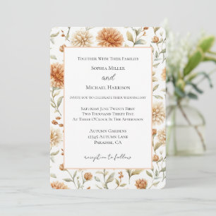 Convite Flores de Creme de Laranja Casamento