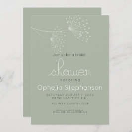 Convite Flores de Doodle Mínimas Modernas Verde e Branco