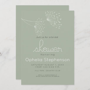 Convite Flores de Doodle Mínimas Modernas Verde e Branco