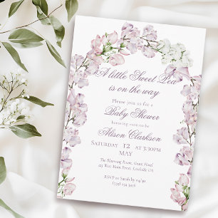Convite Flores de ervilha doce em arco Baby brunch elegant